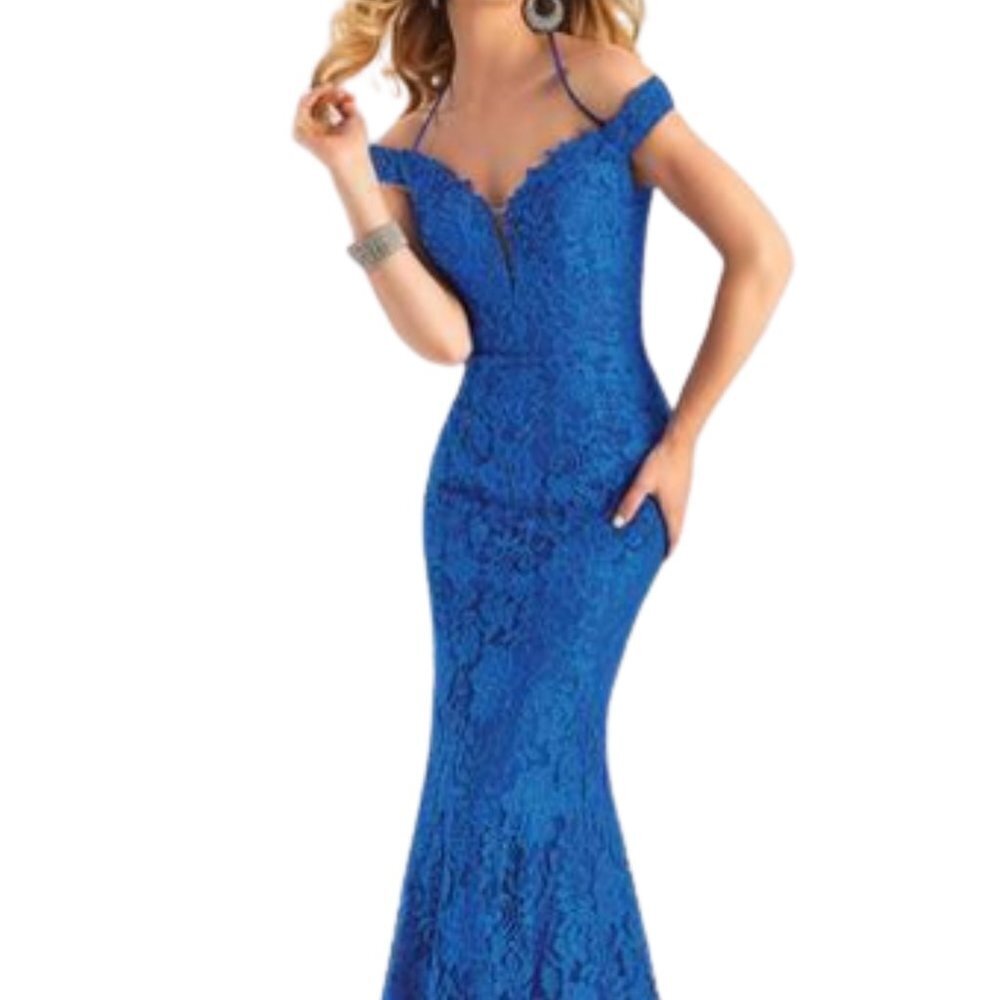 NWT Clarisse 4801 Chiffon Prom Dress Blue Size 0